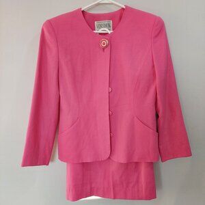 Venus Young Vibrant Pink Two-piece Skirt Suit Pink 100% Wool Size US 4